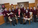 Members of St John's Primary School School Council pictured with the Mayor of Derry City and Strabane District Council, Sandra Duffy during a visit to the Mayor’s Parlour, Guildhall on Monday morning. 