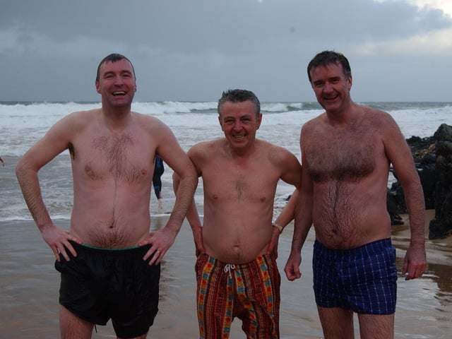 Braving the elements at the Culdaff New Year's Day Swim in 2004.