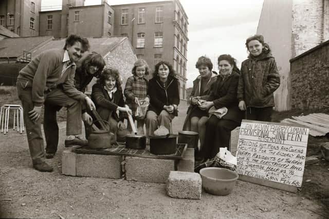 Sinn Féin members providing hot food for the elderly in Rosemount during the Ulster Workers' Council strike in May 1974.