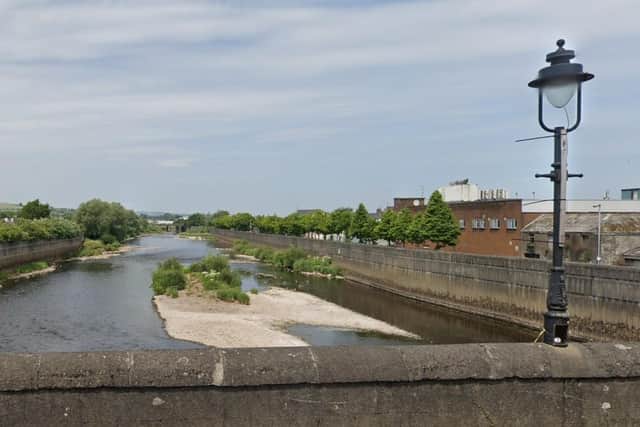 A view of the Mourne from the old bridge in Strabane. The new footbridge will be located between this point and the A5 bridge just downstream.