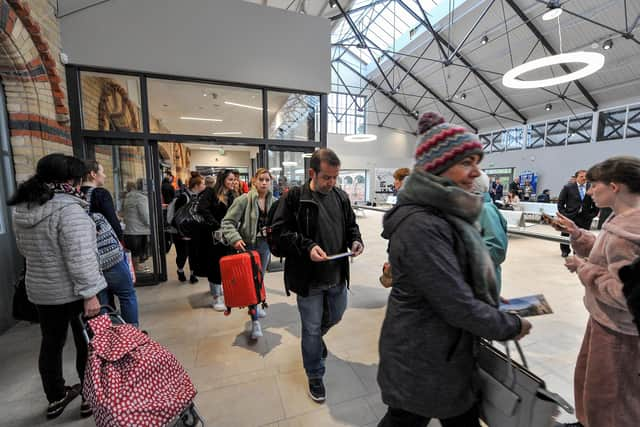 Passengers from the Belfast to Derry train arrive at the Translink North West Transport Hub at the Waterside Station. (File picture) DER4319GS - 026