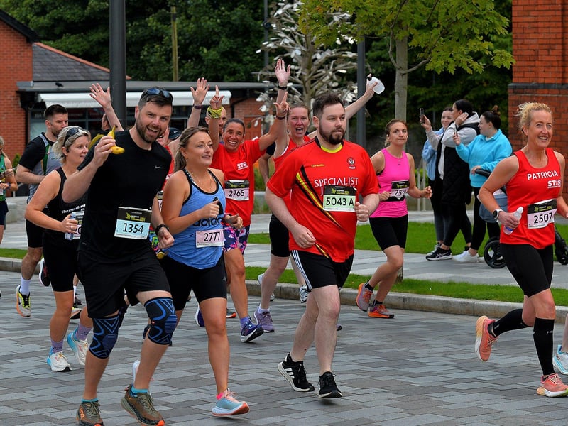 The 2024 Waterside Half Marathon competitors leave Ebrington Square. Photo: George Sweeney