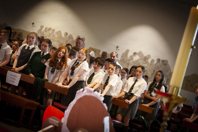 Pupils from Greenhaw Primary School pictured last week at the Mass of Thanksgiving.