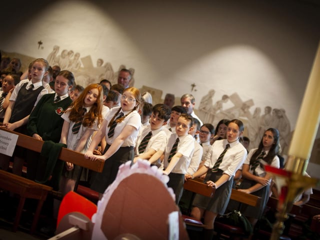 Pupils from Greenhaw Primary School pictured last week at the Mass of Thanksgiving.
