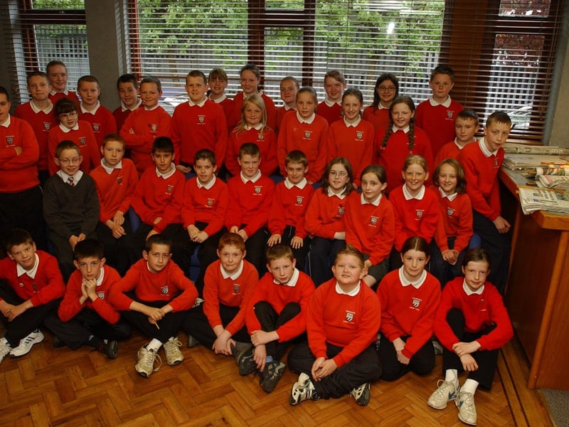 Pupils from Drumahoe Primary School pose for the camera during an educational visit to the Derry Journal offices.
