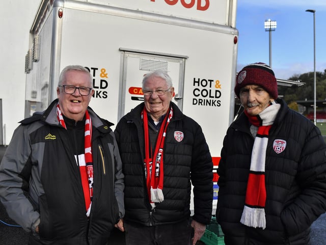 Derry City fans at the Brandywell Stadium for the game against Shamrock Rovers. Photograph: George Sweeney