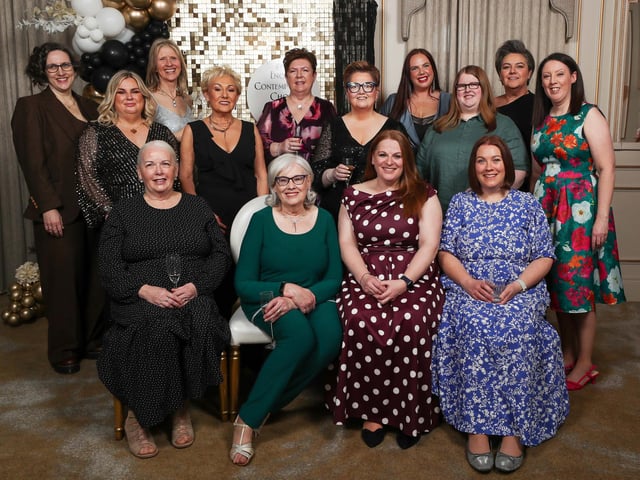 Encore Contemporary Choir 15th Anniversary dinner held in The Ebrington Hotel.
Sopranos: - Seated L-R – Eileen Struthers, Marie Dunne, Natasha Guthrie-Dunne and Fiona Magill. Middle Row L-R Maura Fox, Eileen Ennis, Una Coyle, Claire Nixon and Elena Guthrie-Dunne. Back Row L-R Jenny Duddy, Caroline Merrick, Janice Reid, Donna McFeely and Nadine Hegarty.
Mandatory Credit Lorcan Doherty : Encore 15th Birthday.