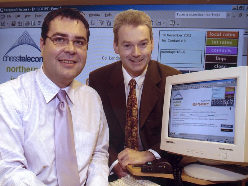 Joseph Thompson, left, of JMT Direct, a new telemarketing and data managing company in Claudy and Vincent Lusby.