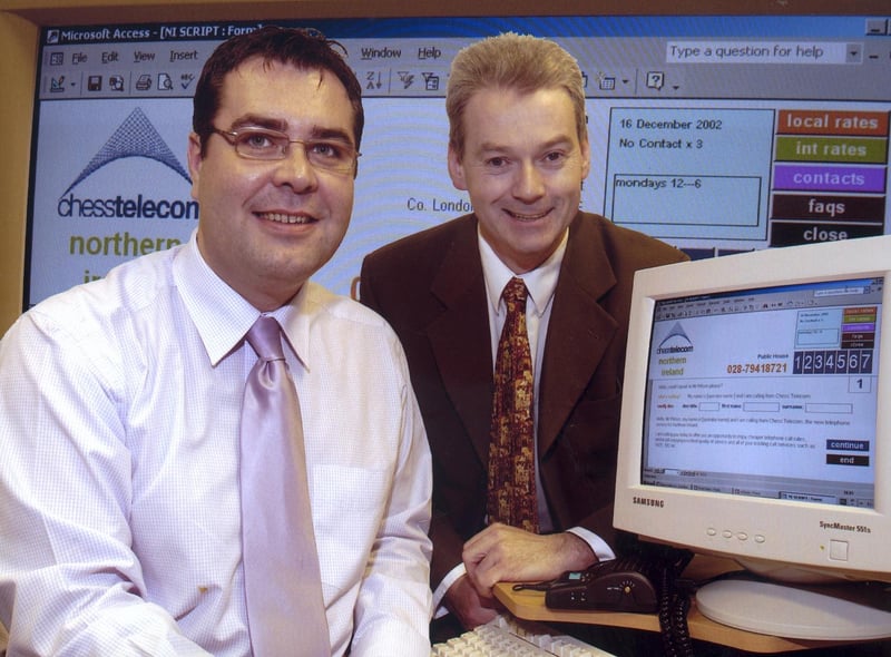 Joseph Thompson, left, of JMT Direct, a new telemarketing and data managing company in Claudy and Vincent Lusby.