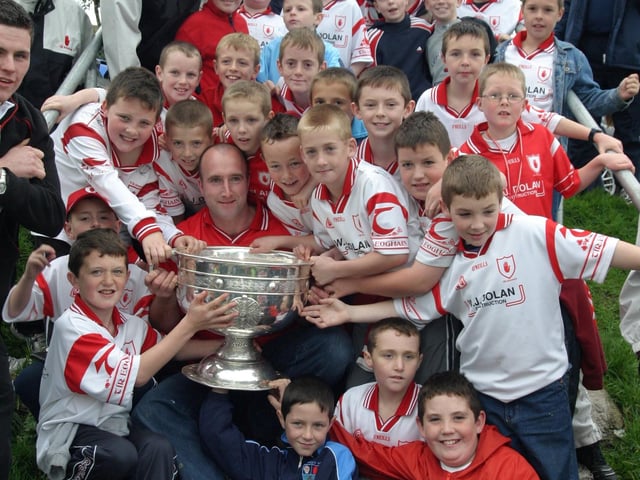 Celebrating Tyrone winning the All-Ireland Senior Football Championship against Armagh in September 2003