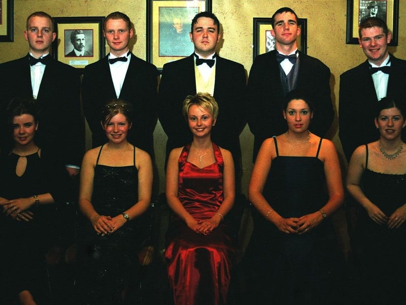 Seated from left, Paula Quinn, Grace Rodgers, Sharon Doherty, Head Girl St Cecilia's, Orla Dineen, and Sinead Friel. Standing from left, Dermot Kealy, Marty Coyle, Sean Keenan, Owen Deery, and Kevin McGuire.(8/12/PG8)