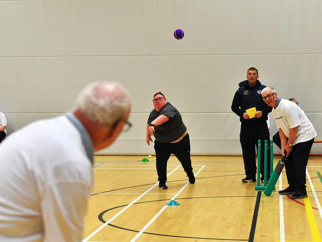 Action from the Cricket Blitz, organised by the North West Cricket Union, held in the Foyle arena on Monday afternoon. Photograph: George Sweeney