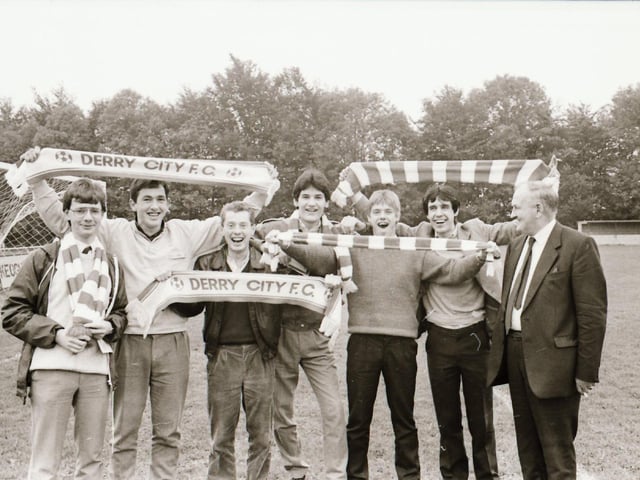 Derry fans at the EMFA v Derry City game in Kilkenny.