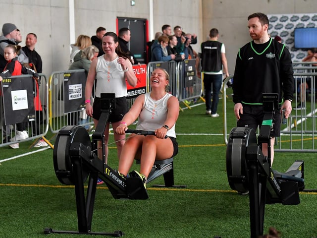 Competitor in the Maiden City Hyrox 3.0 Fitness Challenge held at Sean Dolans GAC on Saturday. Photograph: George Sweeney