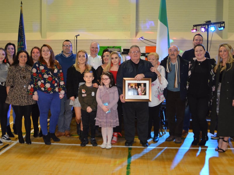 Tony Hassan with family and friends at the event in Shantallow.