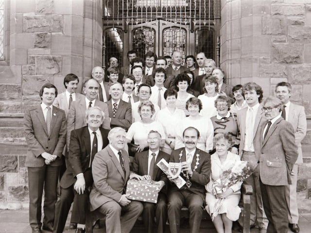 Presentation to Eddie Semple of City Council staff at the Guildhall.