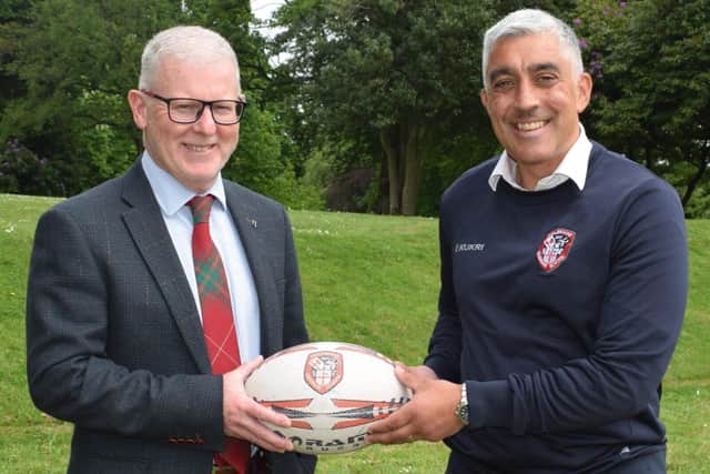 Kieran Campbell (right), with Dr David Carruthers, Headmaster of Coleraine Grammar School