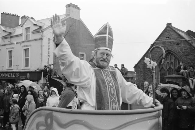 St. Patrick himself at the 1993 Buncrana St. Patrick's Day parade.