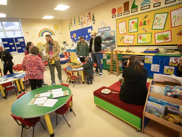 A busy Nursery Department at Model Primary School on Monday during Open Day. : .