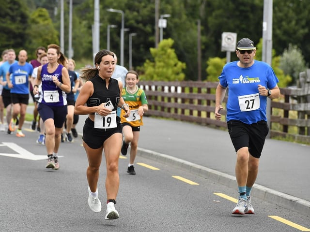 Competitors taking part in the Muff Feile 5km run on Saturday morning. Photo: George Sweeney