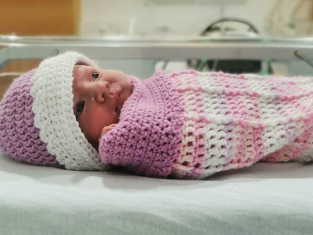 Baby girl Caoimhe Rose Duffy from Boho born at SWAH on Easter Sunday at 5.59am weighing 7lbs 4oz