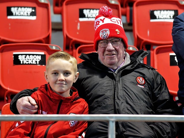 Derry City fans at the game against St Patrick’s Athletic at the Brandywell on Friday evening. Photograph: George Sweeney.