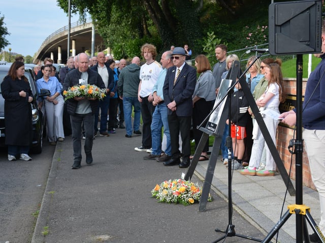 Floral wreaths were laid at the republican monument in memory of Charles.