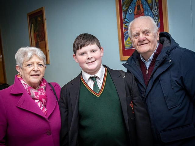 St. Joseph's student Cian Mellon pictured with his grandparents on Wednesday. : .