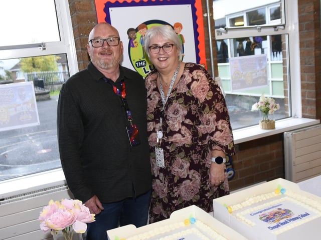 Derek McCallion, Chapel Road Primary School, recently won the School Support Staff Member of the Year award at the Local Women Magazine Education Awards, Derek is pictured with is wife Ann.(Photos-Kerrie Quinn, nwpresspics)