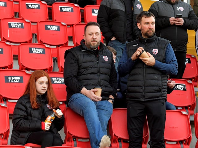 Fans at the Brandywell, on Friday evening, for Derry City’s game against Drogheda United. Photo: George Sweeney.  DER2314GS – 24