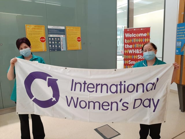 Health service workers celebrating International Women's Day at the Western Trust