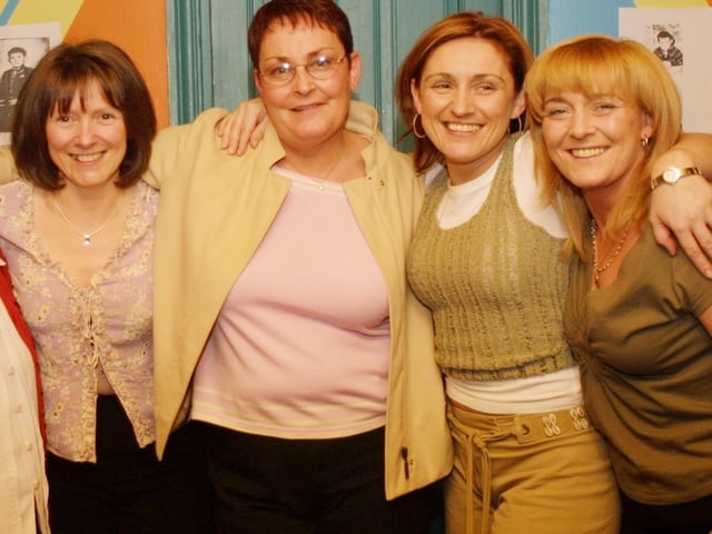 Shirleen, Joan, Sandra and Veronica celebrate David Holdens birthday.  (2503JM15):.