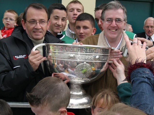 Celebrating Tyrone winning the All-Ireland Senior Football Championship against Armagh in September 2003