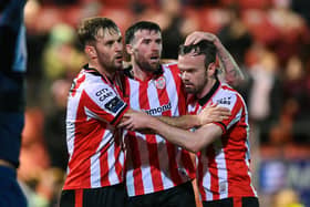 Jamie Stott, Patrick McClean and Cameron Dummigan celebrate. Photo by Stephen McCarthy/Sportsfile