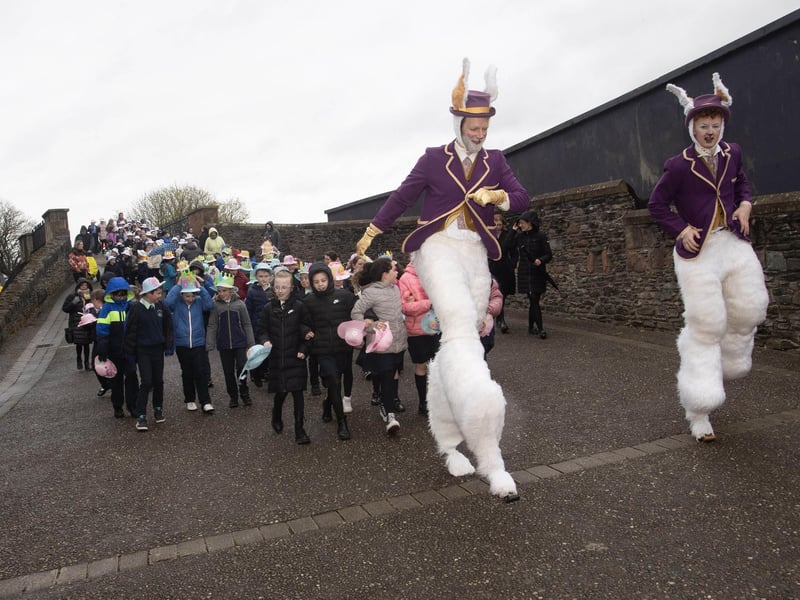 Easter Bonnet Fun on the city's walls during Wednesday's Derry Feile event. (Photo: Jim McCafferty Photography)