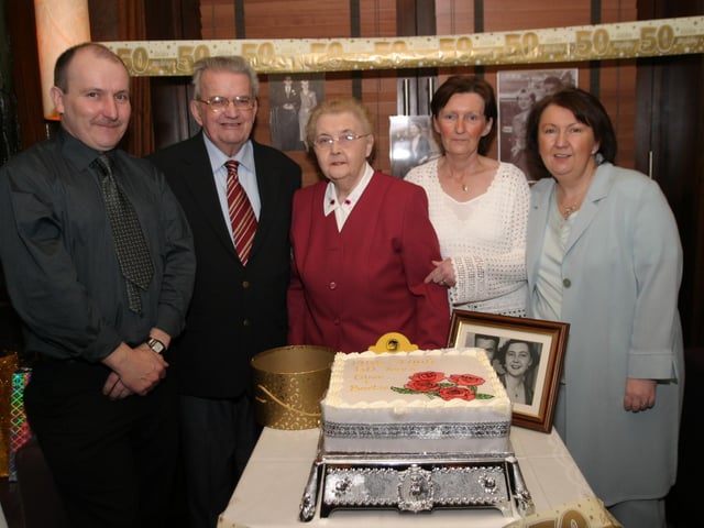 Olive and Bertie Barrett celebrating their 50th anniversary.