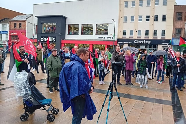 Some of the attendance at this year’s May Day rally in Derry where the focus was the war in Gaza.