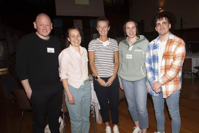 Delegates at Thursday’s Homelessness and Inclusion Health Workshop at the Guildhall, Derry. From left Patrick McGill, Dr. Melissa Perry, Dr. Lucia Ramsey, Marie Teresa Doherty and Marcus Ward.