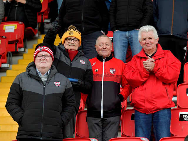 Fans at the Brandywell, on Friday evening, for Derry City’s game against Drogheda United. Photo: George Sweeney. DER2314GS – 27