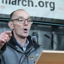 Liam Wray whose brother James was murdered by the British Paras on Bloody Sunday 1972, speaking at the "Unfinished Business March for Justice". (Photo - Tom Heaney, nwpresspics)