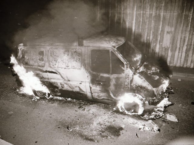 Vehicles hijacked and burned in Derry at the height of the Drumcree stand off.