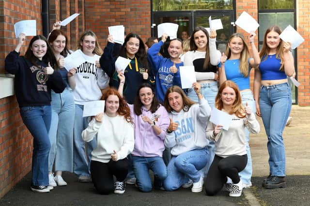 Thornhill College girls celebrate their fantastic GCSE outcomes.