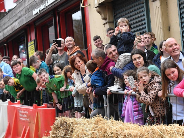 Spectators at the Soap Box Derby run in Carndonagh on Saturday afternoon. Photo: George Sweeney
