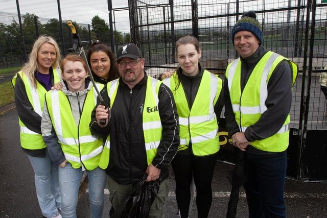George McGowan and some of his staff from the Old Library Trust, assisting Colm Barton at the Wan Big Party in Creggan on Tuesday.