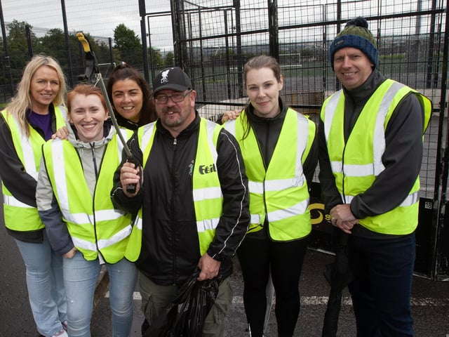 George McGowan and some of his staff from the Old Library Trust, assisting Colm Barton at the Wan Big Party in Creggan on Tuesday.
