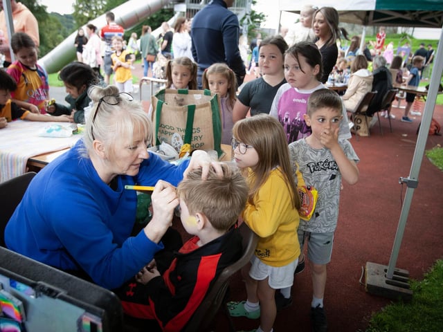 Queuing up to get the face painting at the Family Fun Day at Abercorn Park on Wednesday.:.