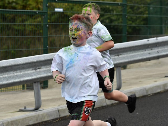 Children’s ‘Colour Dash’ at Na Piarsaigh prior to the club’s Dermot McCrossan Canter the Corrody 5km event, held on Sunday evening last. Photo: George Sweeney