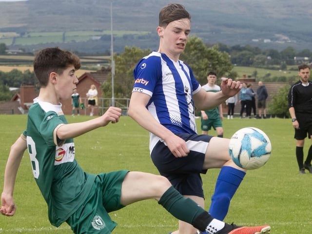 Action from Wednesday's u-15 Foyle Cup clash between Foyle Harps and Culmore FC in the O'Neills Foyle Cup at Leafair Park, Derry. (Photos: Jim McCafferty Photography)