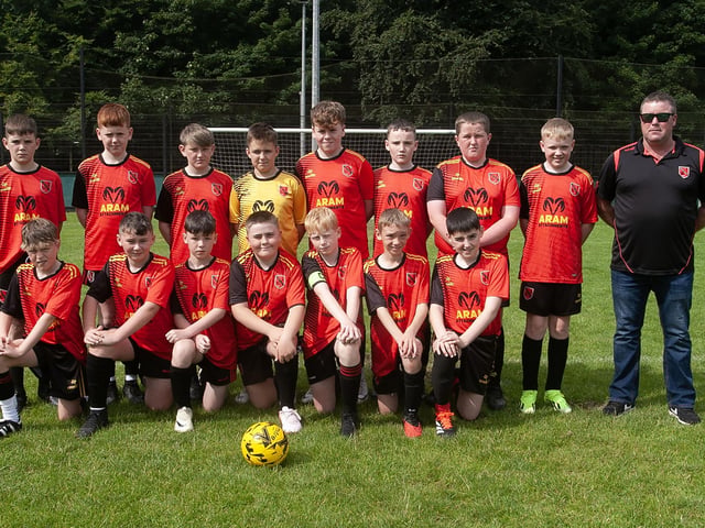 The Lisnaskea FC squad pictured at St. Columb's Park on Wednesday afternoon.