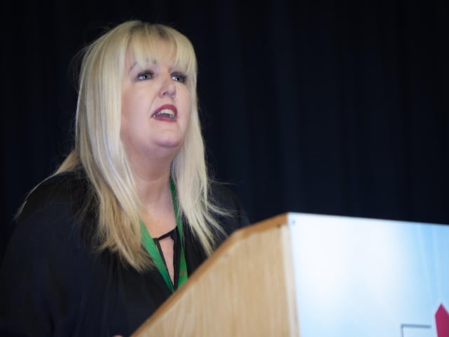 Mrs. Ciara Deane, Principal, St. Joseph's Boys School addressing the attendance at Friday's Open Day.